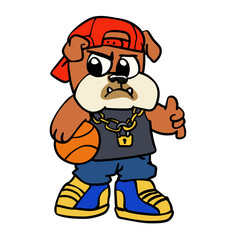 Bulldog basketball player cartoon
