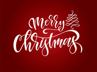 Hand sketched Merry Christmas typography lettering poster.
