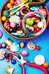 Bead on blue background