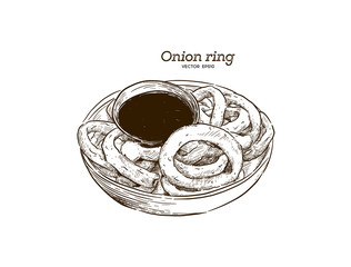 onion rings, graphic hand drawn illustration