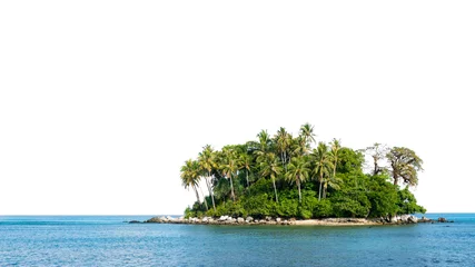 Small island in tropical andaman sea on white background
