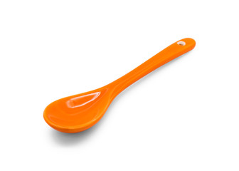 Ceramic spoon isolated on white background. Template of blank spoon for design. ( Clipping paths )