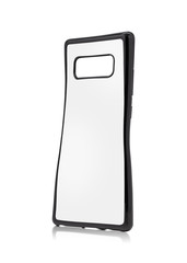 Black mobile cover isolated on white background. Squeeze phone case made form rubber and white surface. ( Clipping paths )