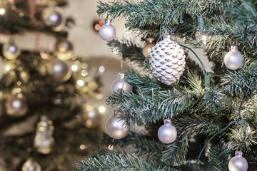 Beautiful decorated christmas tree. Holiday background