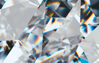 Diamond with caustic close up texture, 3D illustration. 