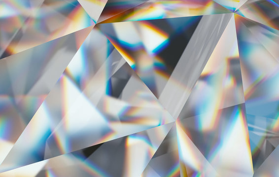 Diamond with caustic close up texture, 3D illustration. 