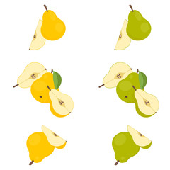 Falling pears. Vector illustration.