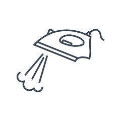 thin line icon electric iron with steam