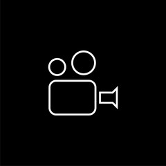 Cinema camera icon or logo on dark background