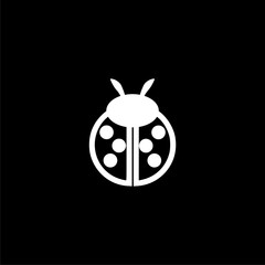 Ladybug icon or logo in flat style on dark background