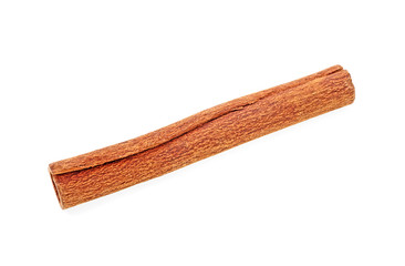 Single cinnamon stick isolated on white background