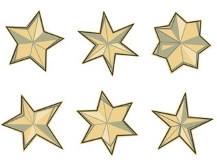 Set of different shaped star graphic vector illustrations