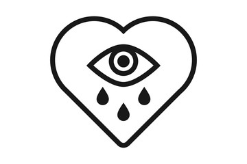 Crying heart, tears of sadness, vector illustration