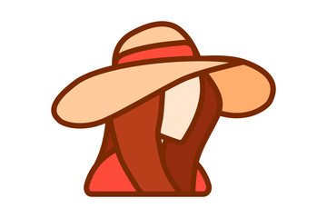 icon avatar girl with a big hat