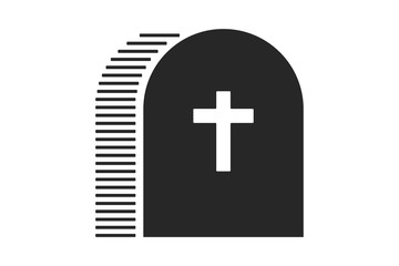 Obraz premium tombstone with cross in illustration of flat minimalist style