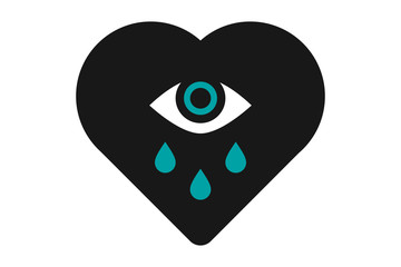 Crying heart, tears of sadness, vector illustration