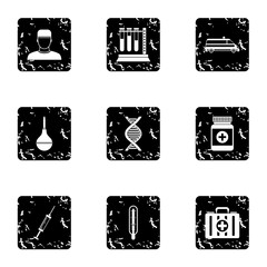 Treatment icons set. Grunge illustration of 9 treatment vector icons for web