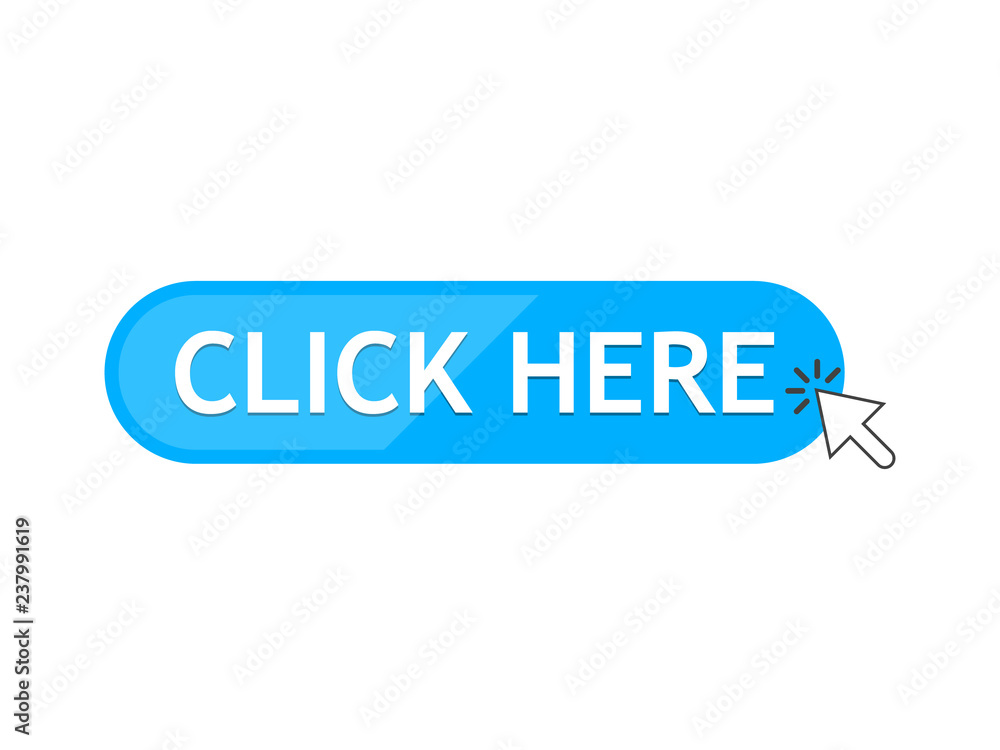 Poster click button with arrow pointer clicking vector icon