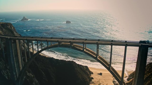 Cinematic Shot of Bixby Creek Bridge in California 