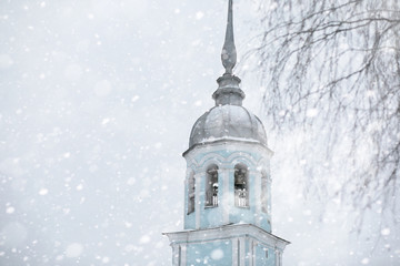 Winter landscape of country fields and roads