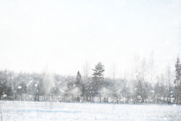 Winter landscape of country fields and roads