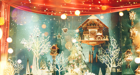Celebration of Christmas and New Year. Festive background with various Christmas decorations