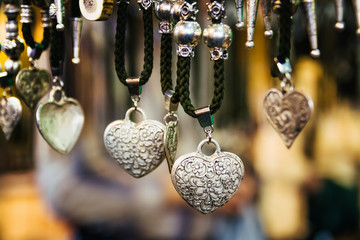 Heart pendant in necklace