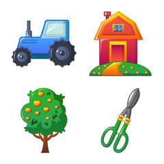 Vector illustration of farm and agriculture symbol. Set of farm and plant stock vector illustration.