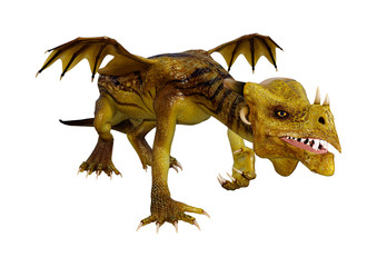 3D Rendering Fairy Tale Dragon on White