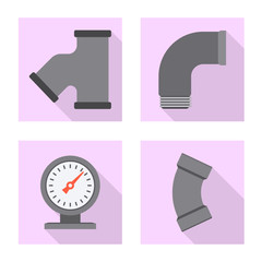 Vector illustration of pipe and tube sign. Set of pipe and pipeline vector icon for stock.
