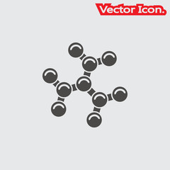 Molecules icon isolated sign symbol and flat style for app, web and digital design. Vector illustration.