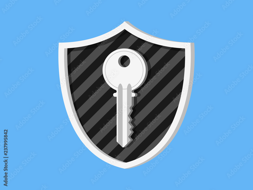 Poster shield security with lock symbol. protection, safety, password security icon illustration. firewall 