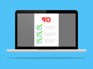 Medical Checklist online on Laptop Vector Illustration