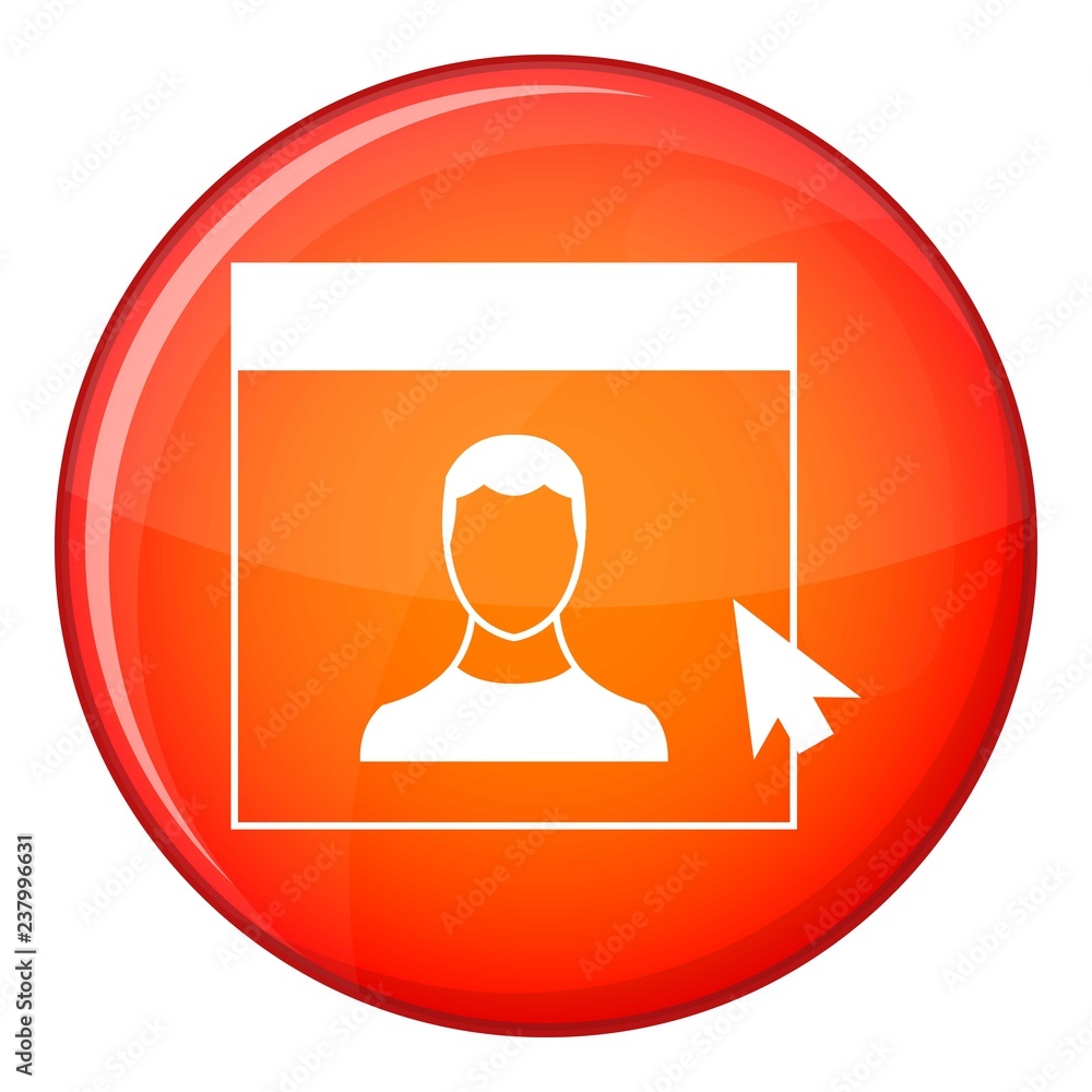 Poster cursor point to person on monitor in simple style isolated on white background vector illustration