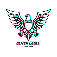 Eagle sign with glitch effect. Design element for logo, label, emblem, poster, t shirt.