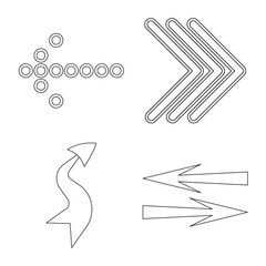 Vector illustration of element and arrow symbol. Set of element and direction stock vector illustration.