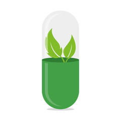 Natural Pill Plant Vector Icon Illustration