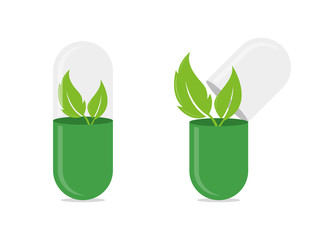 Natural Pill Plant Vector Icon Illustration