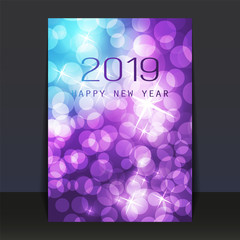 Ice Cold Blue Patterned Shimmering New Year Card, Flyer or Cover Design - 2019
