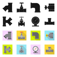 Vector design of pipe and tube icon. Set of pipe and pipeline vector icon for stock.