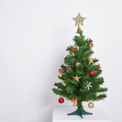 Christmas Tree Concept Interior Room with Decoration on White Background.