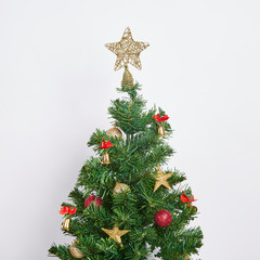 Christmas Tree Concept Interior Room with Decoration on White Background.