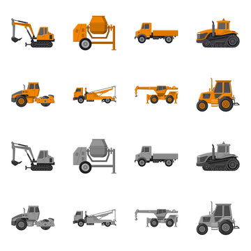 Isolated object of build and construction symbol. Collection of build and machinery stock vector illustration.