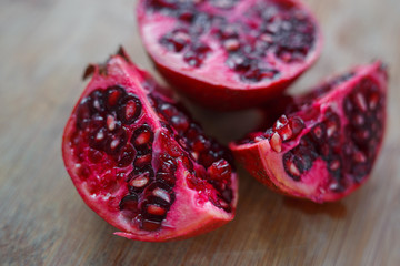 juicy sliced pomegranate
