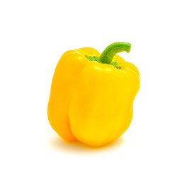 One yellow sweet bell pepper isolated on white background cutout