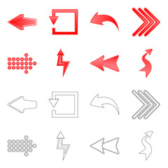Vector design of element and arrow symbol. Collection of element and direction vector icon for stock.
