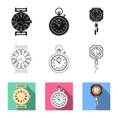 Obraz na płótnie Canvas Vector design of clock and time logo. Set of clock and circle stock vector illustration.