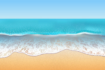 Fototapeta na wymiar Tropical beach vector illustration. Sand and soft waves