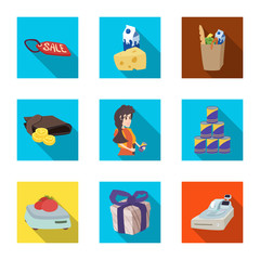 Vector illustration of food and drink sign. Set of food and store vector icon for stock.