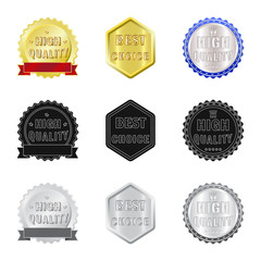 Vector design of emblem and badge symbol. Set of emblem and sticker vector icon for stock.